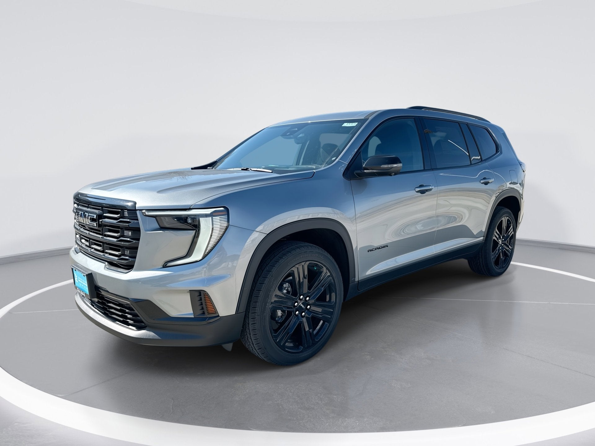 2026 GMC Acadia Elevation in Sterling Metallic — front three-quarter view