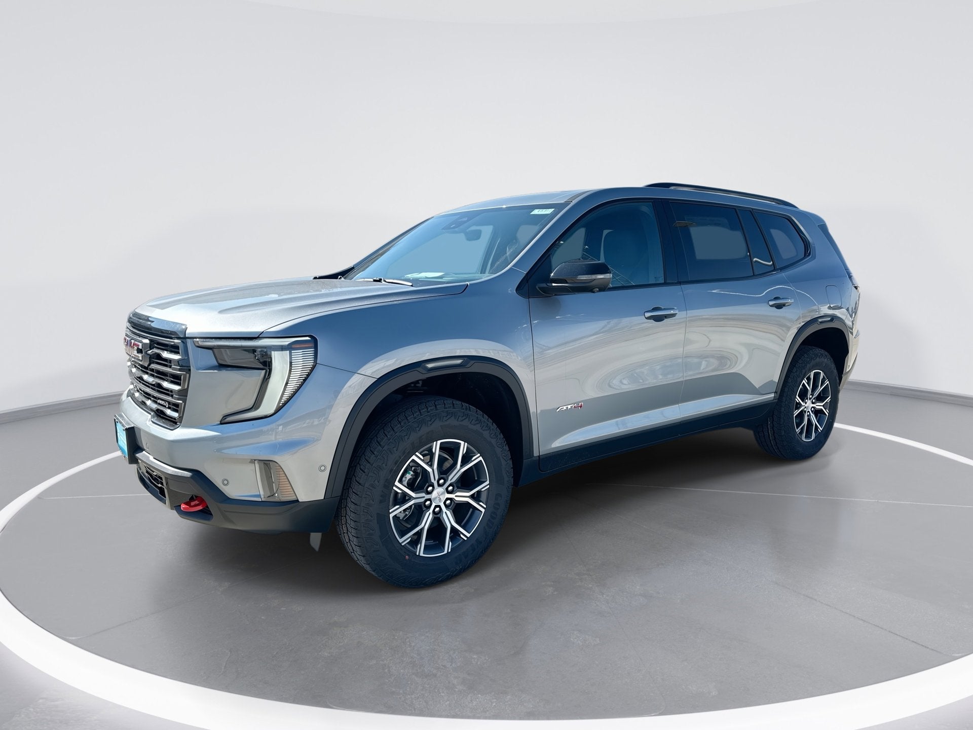 2026 GMC Acadia AT4 in Sterling Metallic — front three-quarter view