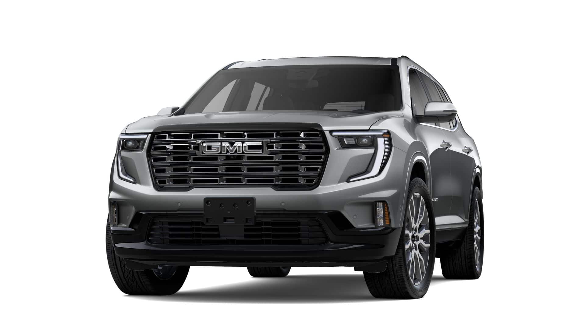2026 GMC Acadia Denali Ultimate in Sterling Metallic — front three-quarter view